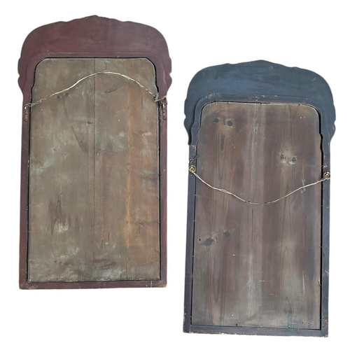 48 - A PAIR OF LATE 19TH/EARLY 20TH CENTURY QUEEN ANNE DESIGN CHINOISERIE DECORATED PIER MIRRORS.
(h 93cm... 