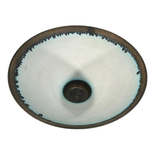 154A - PETER WILLS, B. 1955, A 20TH CENTURY PORCELAIN STUDIO POTTERY BOWL 
Having bluish white glaze and ma... 