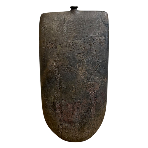 157A - PETER HAYES, B. 1946, A LATE 20TH CENTURY ABSTRACT RAKU FIRED STUDIO POTTERY VASE
Incised ‘Peter Hay... 