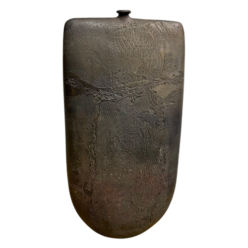 157A - PETER HAYES, B. 1946, A LATE 20TH CENTURY ABSTRACT RAKU FIRED STUDIO POTTERY VASE
Incised ‘Peter Hay... 