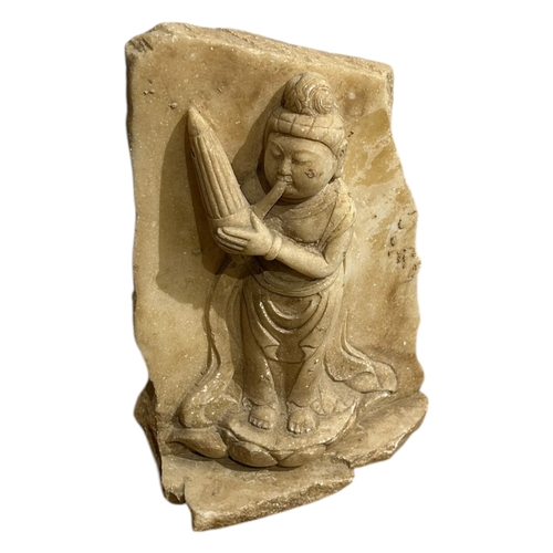 160A - AFTER THE ANTIQUE, FIVE MUSICIANS, FIVE DYNASTIES PERIOD, CHINESE CARVED STONE FIGURE
In relief play... 