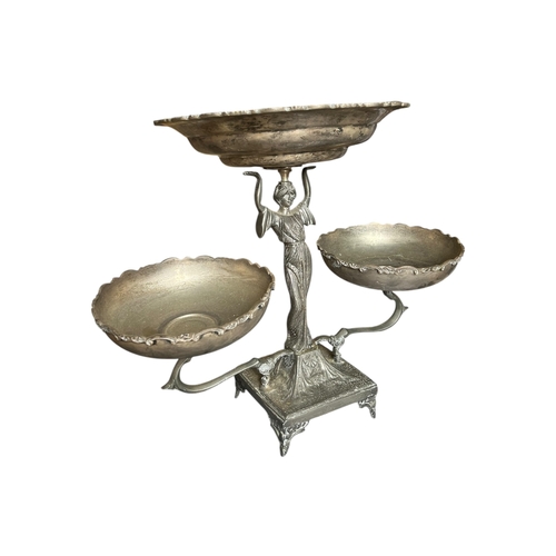 176A - MANNER OF WMF, AN EARLY 20TH CENTURY EDWARDIAN ART NOUVEAU PEWTER EPERGNE CENTREPIECE
Having stylise... 