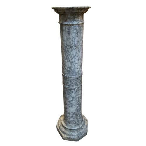 52 - A LATE 19TH/EARLY 20TH CENTURY CARVED ALABASTER COLUMN. 
(h 100cm)