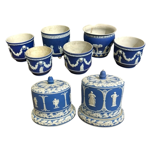 146A - WEDGWOOD, A COLLECTION OF SIX 19TH CENTURY VICTORIAN JASPERWARE JARDINIÈRES
Together with two large ... 