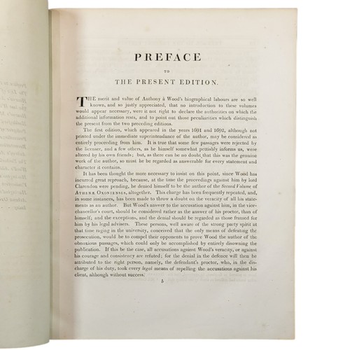 1 - Wood, Anthony.
Athenae Oxonienses. An exact History of all the Writers and Bishops who have had all ... 