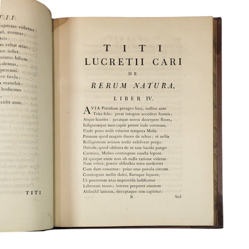 3 - Baskerville Press. 
Titi Lucretii Cari de Rerum Natura Libri Sex.
Birmingham: John Baskerville, 1772... 