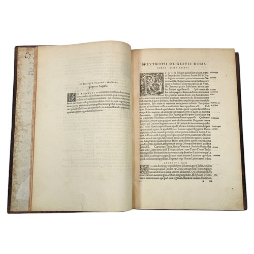 28 - Eutropius.
Romana historia universa. 
Basel: Froben, 1532. 
[4], 443pp. A fantastic example publishe... 