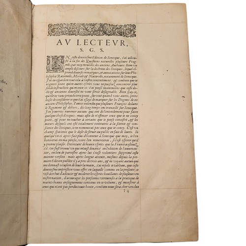 34 - Seneca (ca. 4 BC - 65 AD). The moral and mixed works of Senecque, translated from Latin into Françoi... 