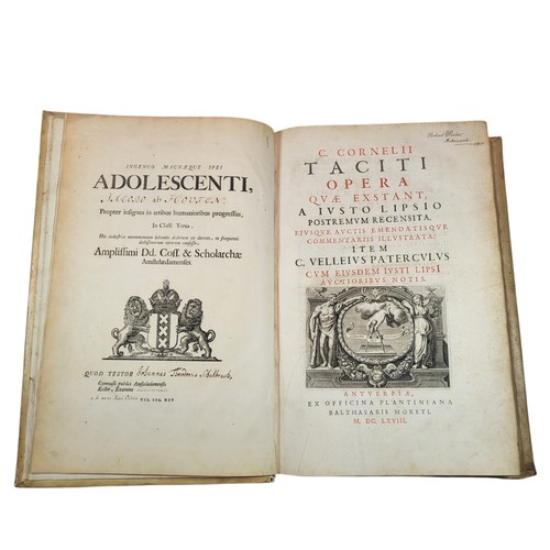 36 - Tacitus, Cornelius ; Justius Lipsius. [Velleius Paterculus]
C. Cornelii Taciti Opera quae exstant, a... 