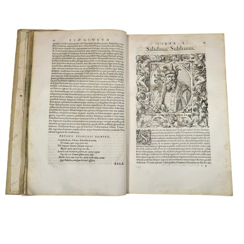 57 - Giovio, Paolo.
Elogia virorum bellica virtute illustrium. 
Basel: Pietro Perna, 1575;
Regionum et in... 