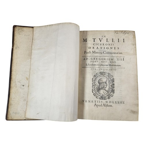 87 - Cicero
De rhetorica volumen primum (-secundum). 
Venice: Aldus, 1583; Epistolae familiares; epistola... 