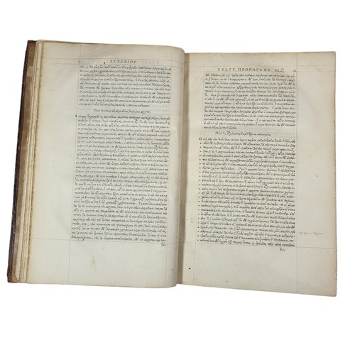 113 - Eusebio. 
Eusebii Pamphili Evangelicae praeparationis lib. XV. 
Lutetiae: Robert Estienne, 1544.
Eus... 