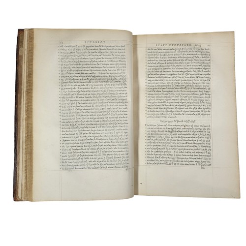 113 - Eusebio. 
Eusebii Pamphili Evangelicae praeparationis lib. XV. 
Lutetiae: Robert Estienne, 1544.
Eus... 