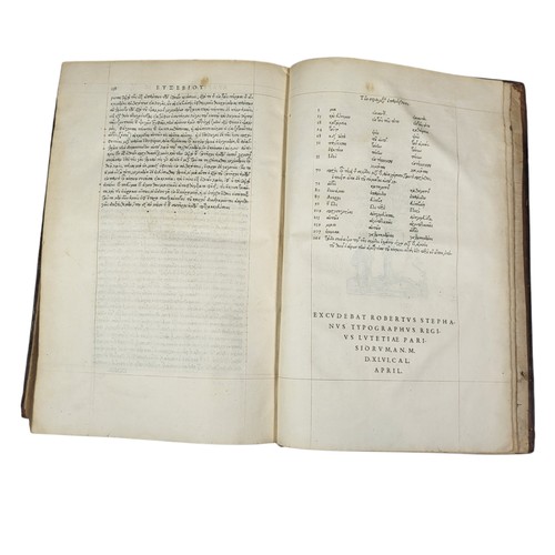 113 - Eusebio. 
Eusebii Pamphili Evangelicae praeparationis lib. XV. 
Lutetiae: Robert Estienne, 1544.
Eus... 