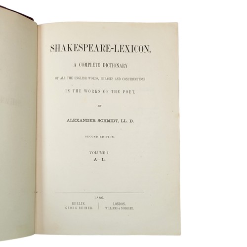 134 - Shakespeare. 
Selection of nineteenth century works, to include; 
Schmidt Shakespeare Lexicon, 1886 ... 