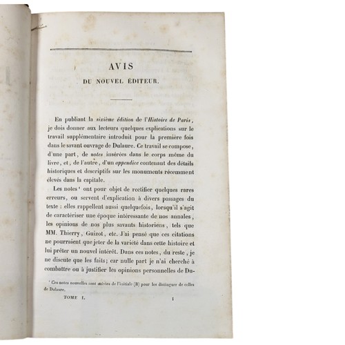 135 - Dulaure. 
Histoire De Paris. WITH Atlas. 
Paris: Furne, 1837
Eight volume set, plus the atlas (5 map... 