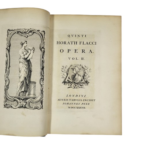 147 - Horace
Quinti Horatii Flacci Opera
London: Johannes Pine 1733
[15], 264; [20], 191, [15]. Two volume... 