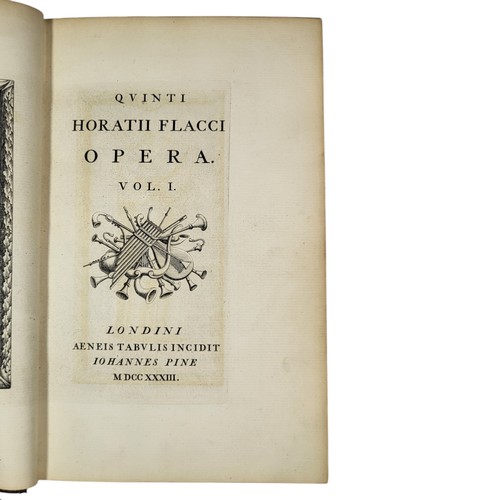 147 - Horace
Quinti Horatii Flacci Opera
London: Johannes Pine 1733
[15], 264; [20], 191, [15]. Two volume... 