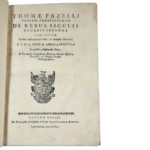 107 - Fazelli, Thomas

Ordinis Praedicatorum De Rebus Siculis.


Catanae: Joachim Puleji 1751


[2], 434pp... 