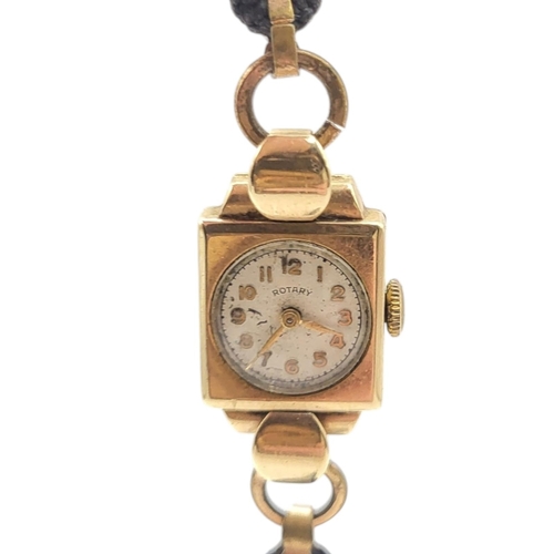 108 - ROTARY, A 9CT GOLD CASED WRISTWATCH, HALLMARKED M. DREYFUS, LONDON, 1946
Having white enamel dial wi... 