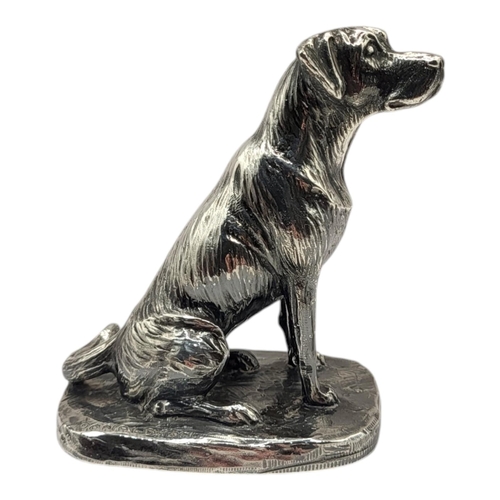 119 - CAMELOT SILVERWARE LTD, A LATE 20TH CENTURY SILVER DOG FIGURE OF A SITTING LABRADOR, HALLMARKED SHEF... 