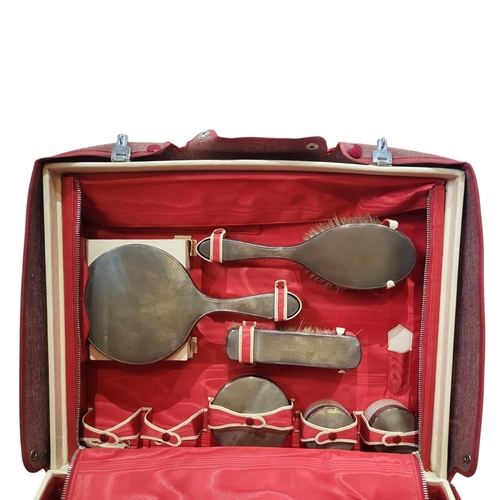 129 - A MID CENTURY SIX PIECE SILVER DRESSING TABLE VANITY SET, HALLMARKED LONDON, 1957 Comprising hand mi... 