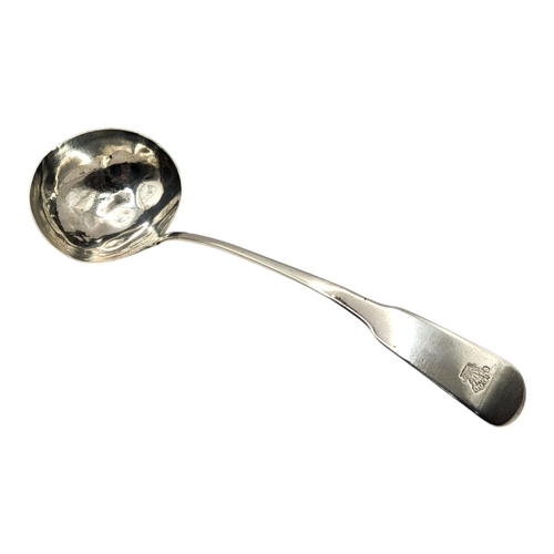 25 - RICHARD REDRICK, A LARGE 18TH CENTURY GEORGE III SILVER LADLE, HALLMARKED LONDON, 1789. 
(length 31.... 