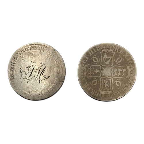 259 - TWO 17TH CENTURY CHARLES II SILVER 1 CROWN COINS, DATED 1664 AND 1684
2nd bust & 4th bust. 
(approx ... 