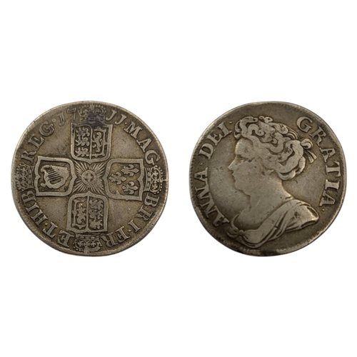 262 - AN 18TH CENTURY BRITISH QUEEN ANNE, 1707  - 1714, SILVER 1 SHILLING COIN, DATED 1711
2nd bust. 
(app... 