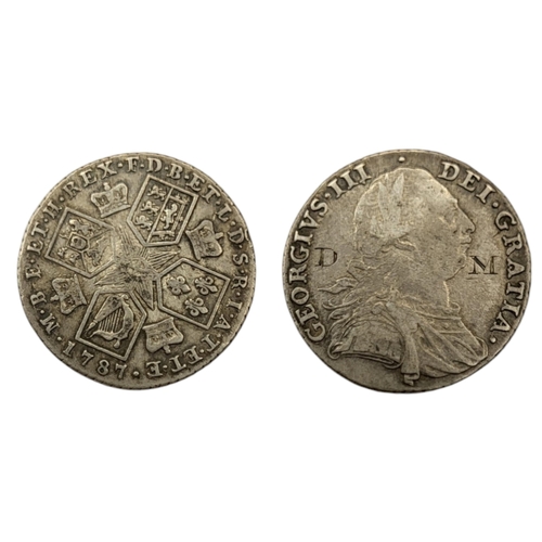 263 - AN 18TH CENTURY BRITISH GEORGE III SILVER 1 SHILLING COIN, DATED 1787
Older bust facing right. (appr... 