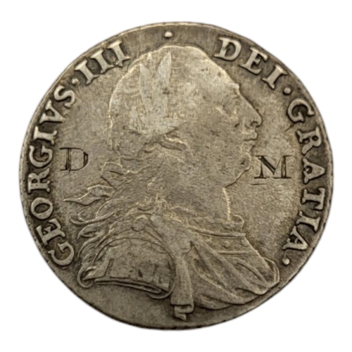 263 - AN 18TH CENTURY BRITISH GEORGE III SILVER 1 SHILLING COIN, DATED 1787
Older bust facing right. (appr... 