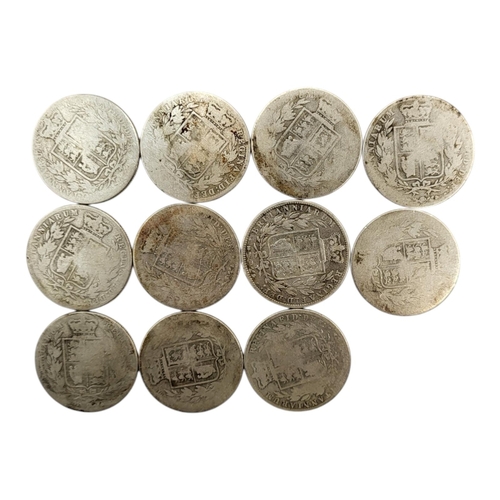 269 - ELEVEN 19TH CENTURY VICTORIAN SILVER HALF CROWNS, RANGING FROM 1874 - 1879
1st portrait, 2nd type, y... 