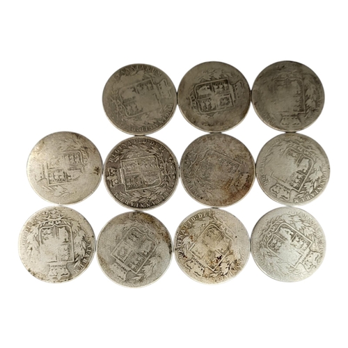 269 - ELEVEN 19TH CENTURY VICTORIAN SILVER HALF CROWNS, RANGING FROM 1874 - 1879
1st portrait, 2nd type, y... 