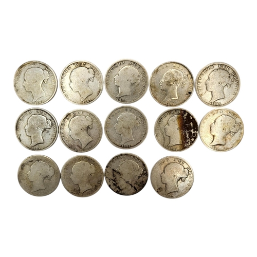 270 - FOURTEEN 19TH CENTURY VICTORIAN SILVER HALF CROWNS, RANGING FROM 1881 - 1887
1st portrait, 2nd type,... 