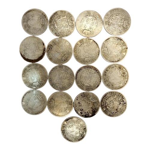 273 - SEVENTEEN 19TH CENTURY VICTORIAN SILVER HALF CROWNS, RANGING FROM 1893 - 1898
3rd portrait, old head... 