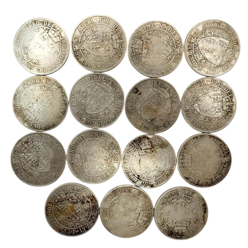 274 - FIFTEEN LATE 19TH CENTURY/EARLY 20TH CENTURY VICTORIAN SILVER HALF CROWNS, RANGING FROM 1899 - 1901
... 