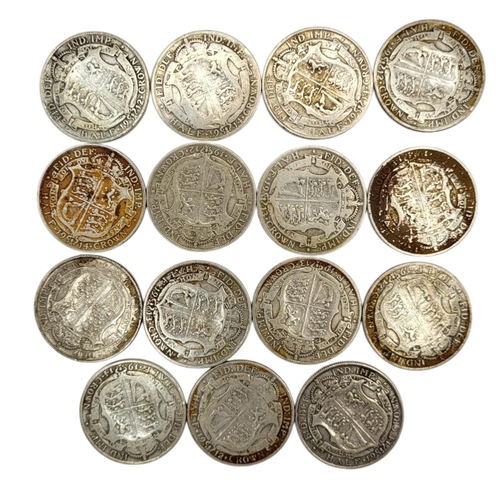 277 - FIFTEEN 20TH CENTURY GEORGE V SILVER HALF CROWNS, RANGING FROM 1912 - 1914
1st type uncrowned bust f... 