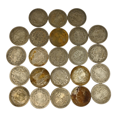 280 - TWENTY-THREE 20TH CENTURY GEORGE V SILVER HALF CROWNS, ALL COMPRISING 1920 EXAMPLES
2nd type uncrown... 