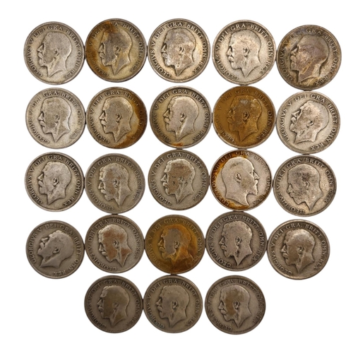 280 - TWENTY-THREE 20TH CENTURY GEORGE V SILVER HALF CROWNS, ALL COMPRISING 1920 EXAMPLES
2nd type uncrown... 