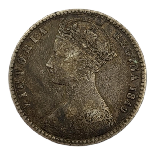 282 - A 19TH CENTURY VICTORIAN SILVER 1 SHILLING COIN, DATED 1849
‘Godless’ Type, 1st portrait, crowned bu... 