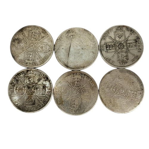 285 - SIX 19TH CENTURY VICTORIAN SILVER ONE FLORINS, 1887 - 1892
2nd portrait, old head crowned facing lef... 