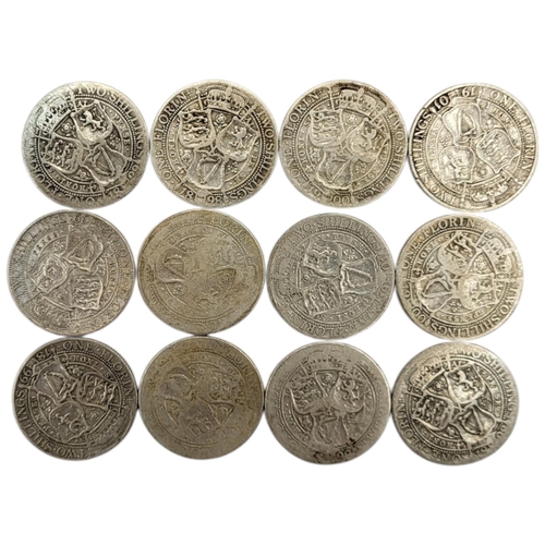 287 - A 19TH CENTURY VICTORIAN SILVER ONE FLORINS, RANGING FROM 1893 - 1897
3rd portrait, old head, crowne... 