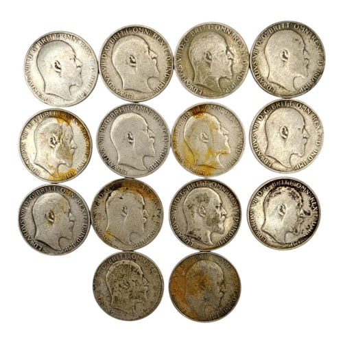 288 - FOURTEEN EARLY 20TH CENTURY EDWARDIAN SILVER ONE FLORINS, RANGING FROM 1902 - 1910
Uncrowned head fa... 