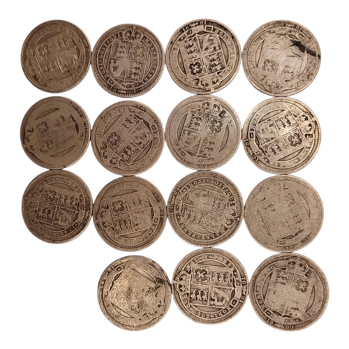 293 - FIFTEEN 19TH CENTURY VICTORIAN SILVER ONE SHILLINGS, RANGING FROM 1887 - 1892
2nd portrait, 1st and ... 