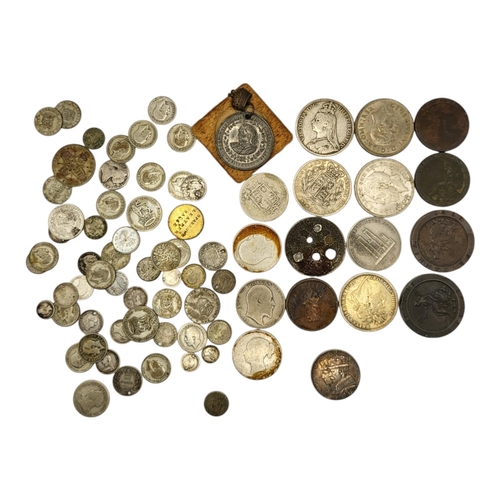 301 - A COLLECTION OF 18TH CENTURY AND LATER BRITISH COINS, TOKENS AND MEDAL
To include cartwheel pennies,... 