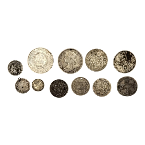 322 - A COLLECTION OF GEORGIAN, VICTORIAN AND LATER SILVER COINS
Comprising Victorian Half crown, 1900. Ur... 