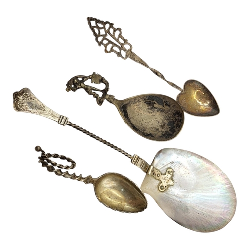 49 - MARIUS HAMMER, A LATE 19TH CENTURY NORWEGIAN SILVER BAPTISM SPOON WITH FIGURAL TERMINAL, TOGETHER WI... 