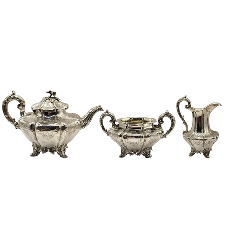 5 - EDWARD, EDWARD JUNIOR, JOHN & WILLIAM BARNARD, A 19TH CENTURY EARLY VICTORIAN SILVER THREE PIECE TEA... 