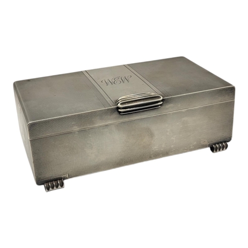 53 - MAPPIN & WEBB LTD, A MID CENTURY SILVER CIGARETTE BOX, HALLMARKED BIRMINGHAM, 1954
Having engine tur... 