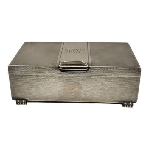 53 - MAPPIN & WEBB LTD, A MID CENTURY SILVER CIGARETTE BOX, HALLMARKED BIRMINGHAM, 1954
Having engine tur... 